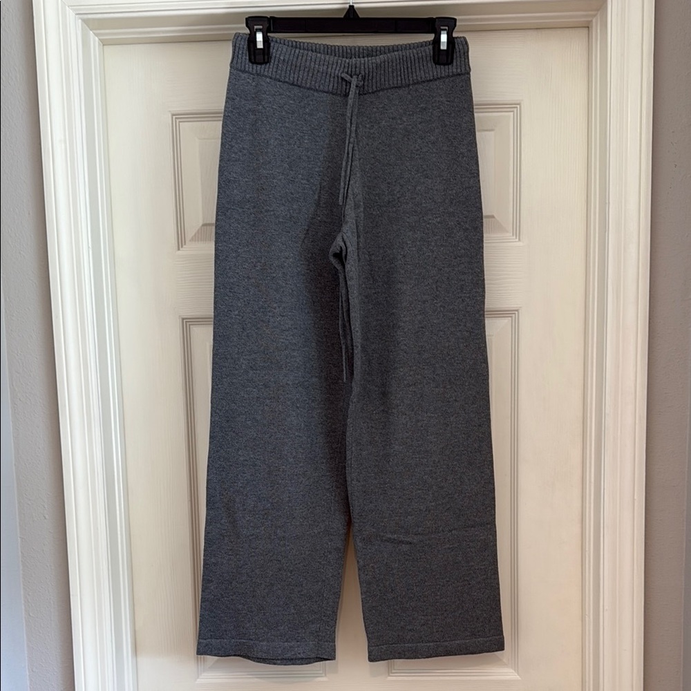 Gray Sweater, Lounge Pants with Relaxed Fit and Wide Legs